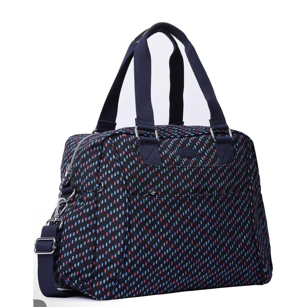 Lily & Drew Large Dark Blue Nylon Shoulder Bag RGB Arrows 2 Handles‎ Strap